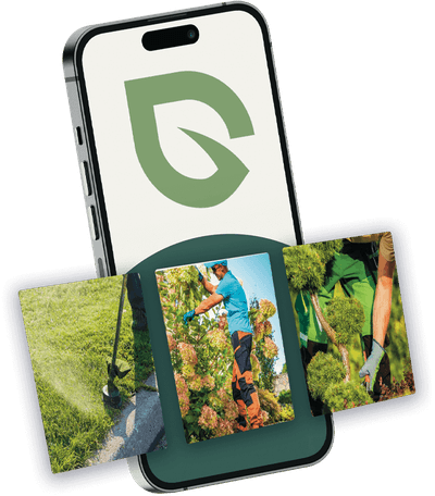 grafica con cellulare e logo giardinaggio milano